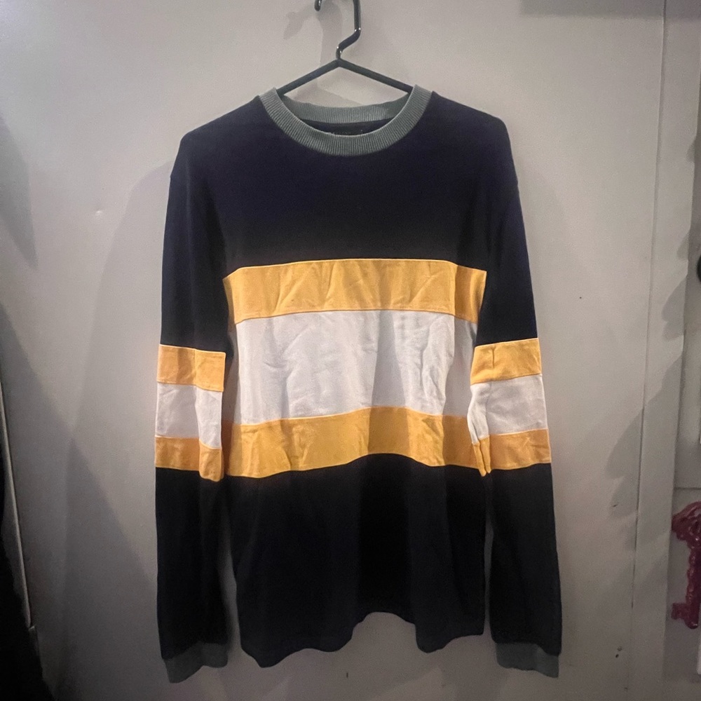 Long sleeve striped pique tee